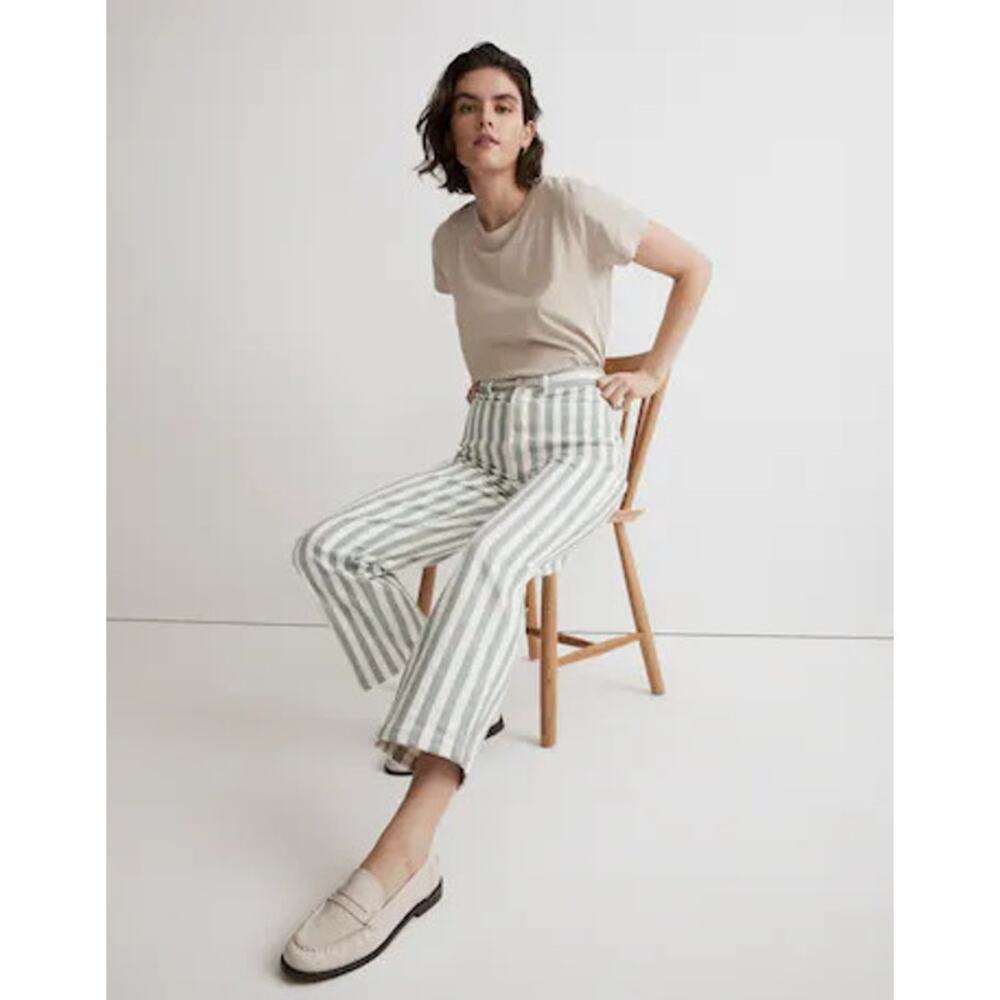 Madewell Emmett 2.0 Wide-Leg Crop Pants in Stripe: Patch-Pocket Edition Size 26